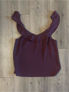 Womens Plum Ruffle Strap Sleeveless Top
